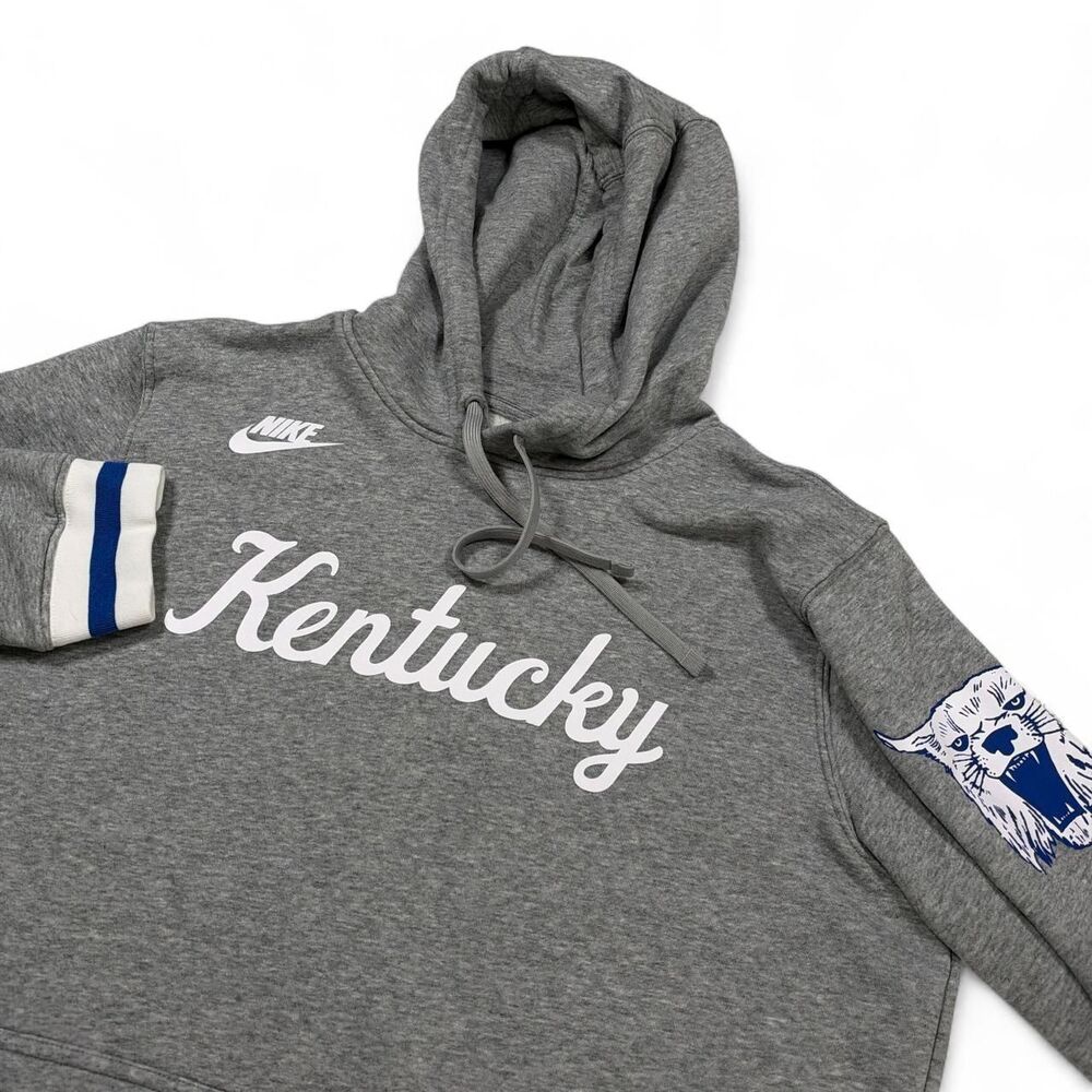 Nike Kentucky Wildcats Retro Throwback Script Pullover Hoodie Grey Mens Large